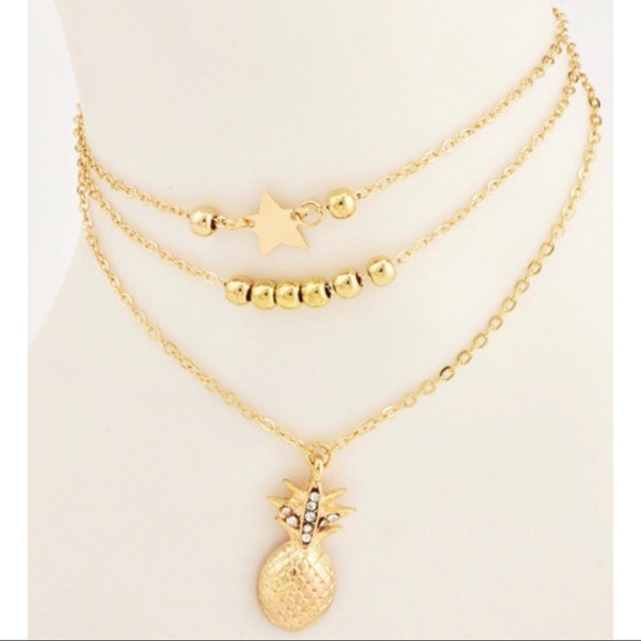 Pineapple & Star 2 Piece Faux Gold Anklet - Picture 4 of 4